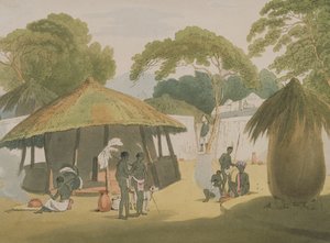 Village africain, publié en 1806 (lithographie)